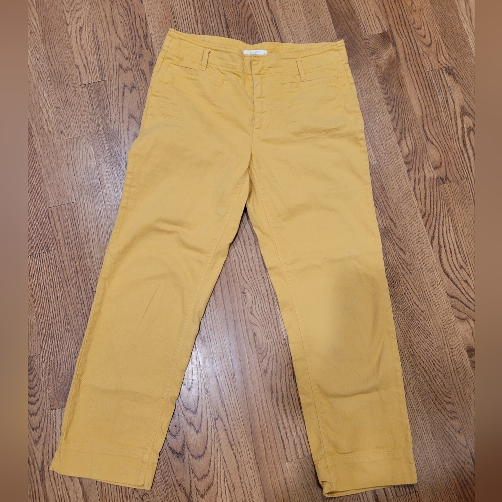 LOFT cropped mustard yellow straight leg cotton pants